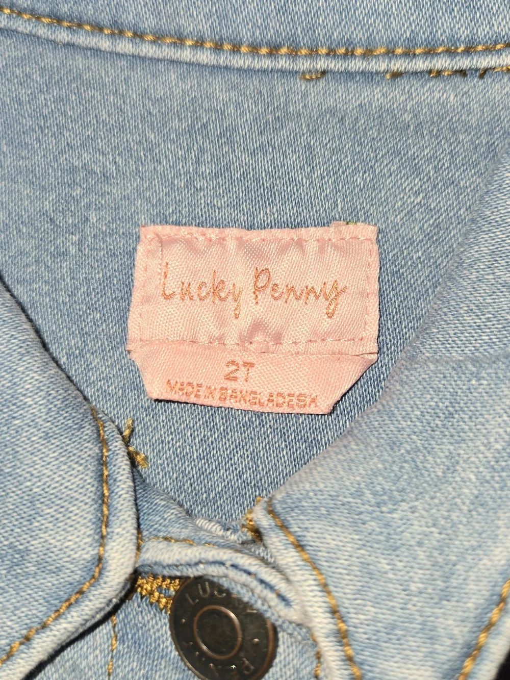 Lucky Penny Light Blue Denim Vest SZ 2T